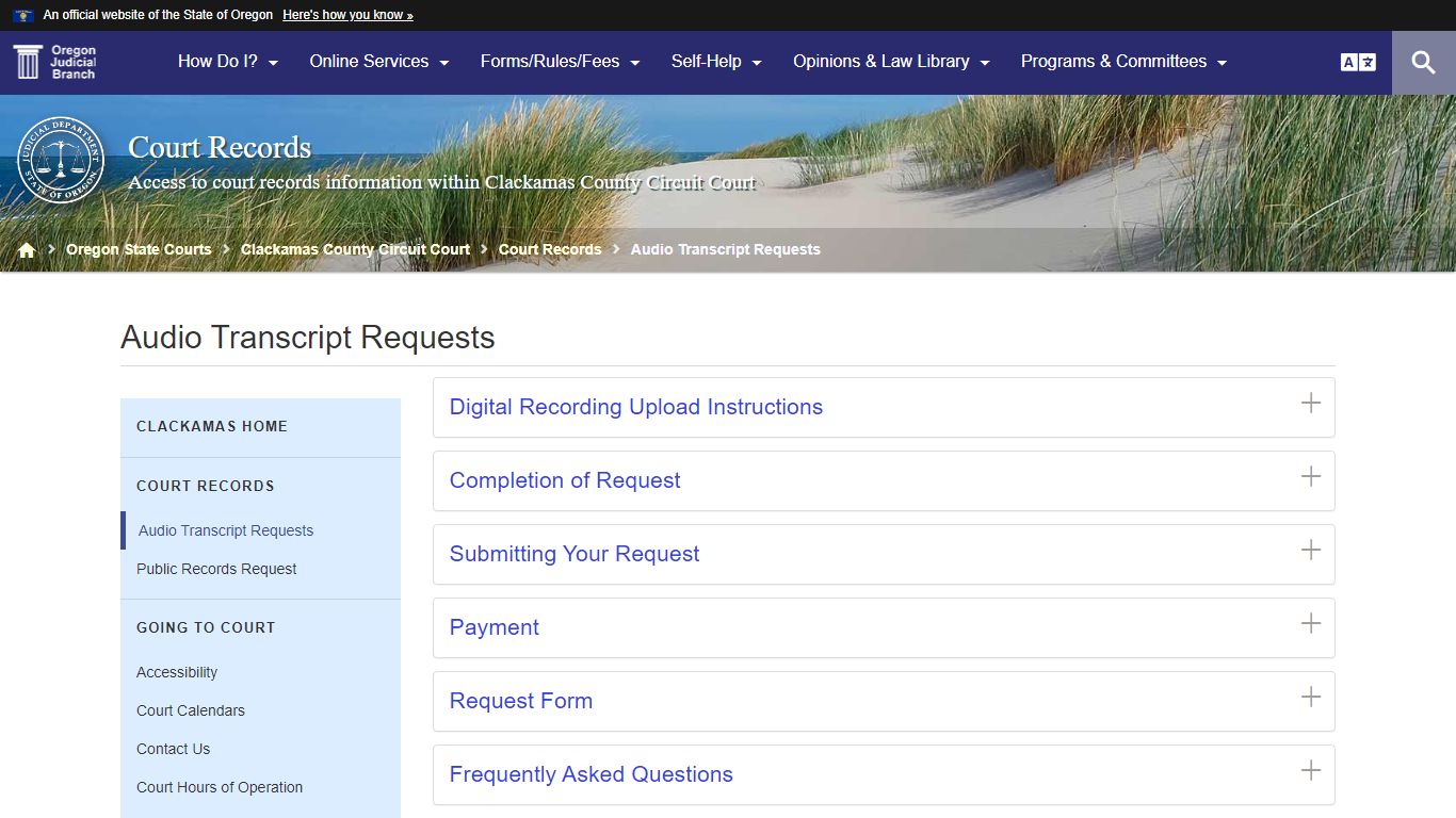 Oregon Judicial Department : Audio Transcript Requests : Court Records ...